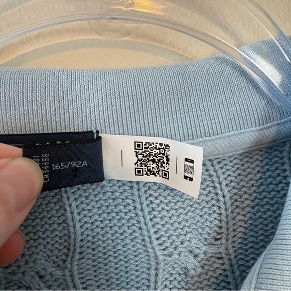 Polo Ralph Lauren cable knit cotton polo shirt in powder blue - Picture 6 of 9